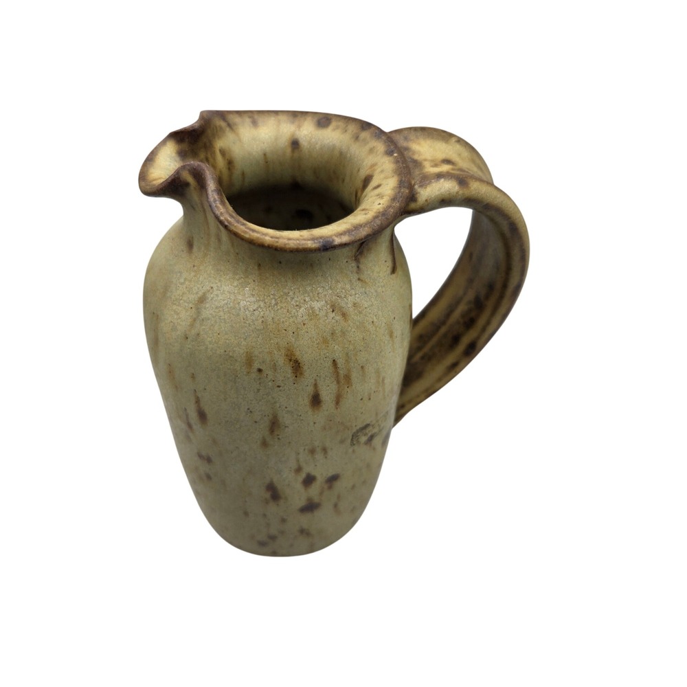 Studio Pottery Signed K. Duryea Brown Speckled Stoneware Pitcher Jug
